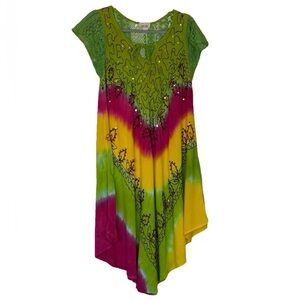 Sand & Spirit tie-dye rayon cover-up / dress, Sz: Free Size
